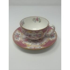 Vintage Minton England Pink Cockatrice Porcelain Tea Cup & Saucer